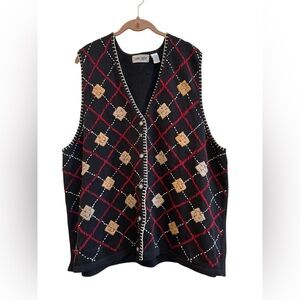 Cabin Creek Argyle Embroidered Sweater Vest Oversized 3X Grandpacore
